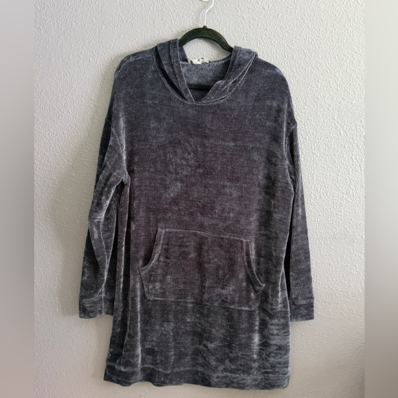 Lulu's Micha Navy Blue Chenille Knit Hooded Sweater Dress - Picture 4 of 8